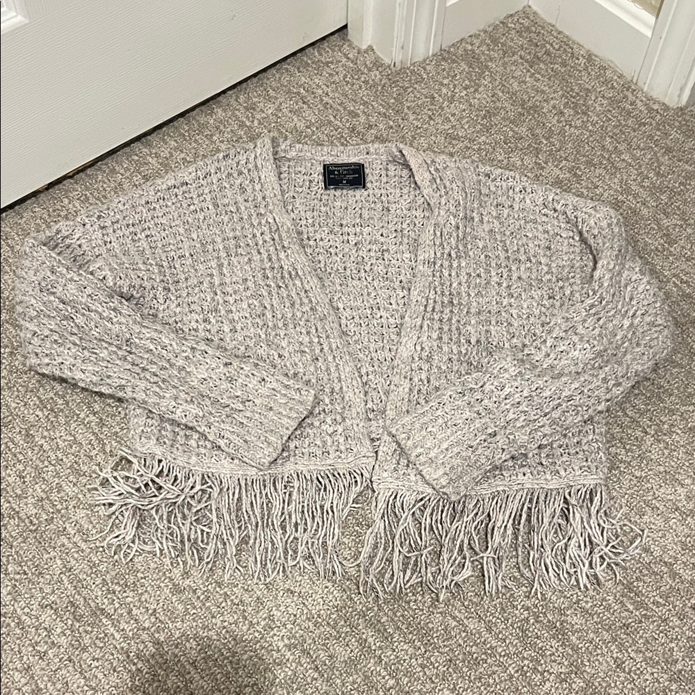 Abercrombie & Fitch Cream Fringed Cardigan